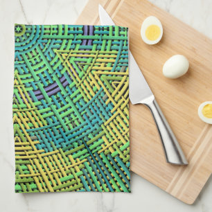 Weave Mandala Yellow Green and Blue Kitchen Towel