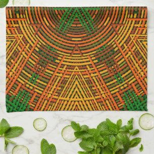 Weave Mandala Yellow Orange and Green Kitchen Towel