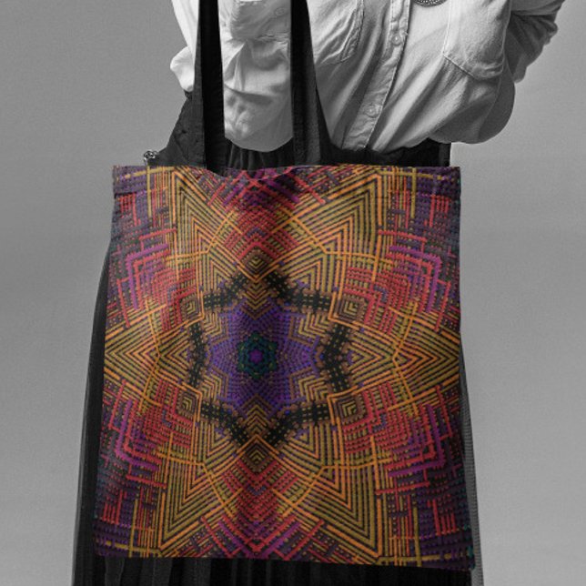 Weave Mandala Yellow Orange and Purple Tote Bag (Creator Uploaded)