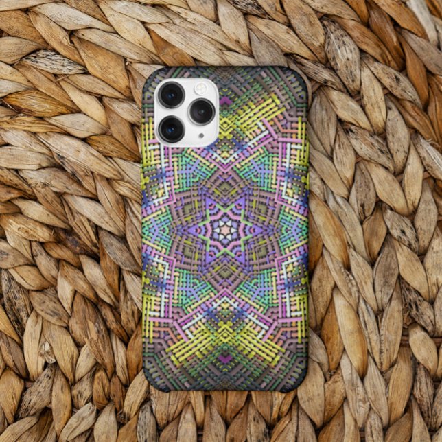 Weave Mandala Yellow Pink and Green Case-Mate iPhone Case (Creator Uploaded)