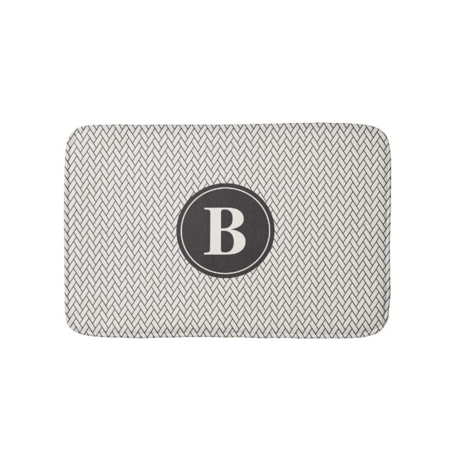 Weave Pattern Monogram Bath Mat (Front)