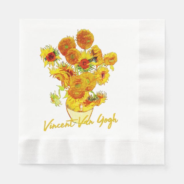 Weave pattern of Sunflowers by Vincent van Gogh Napkin (Front)