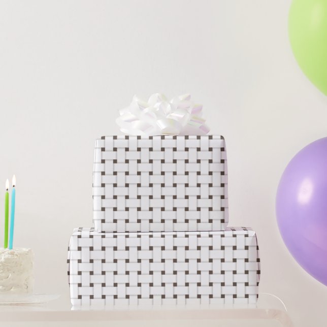 Weave Pattern on Brown, Customizable Wrapping Paper (Party Gifts)