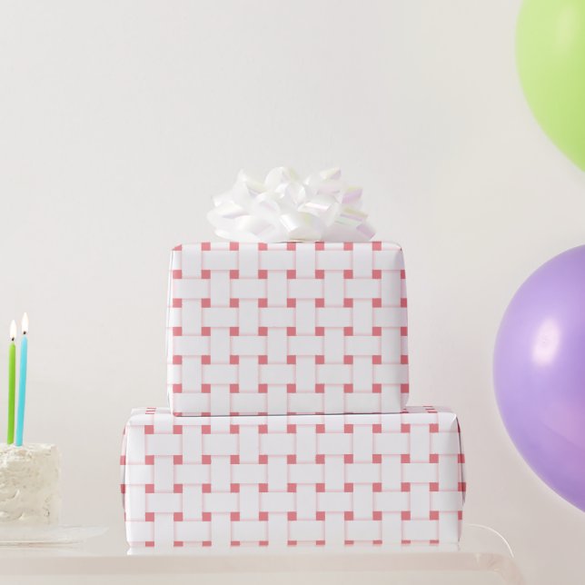 Weave Pattern on Rose Pink, Customizable Wrapping Paper (Party Gifts)