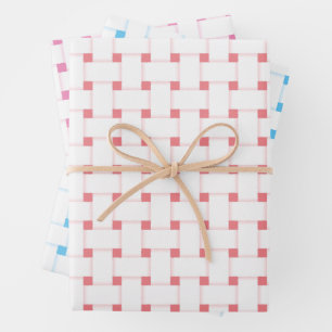 Weave Pattern Pink and Blue Customizable Wrapping Paper Sheet