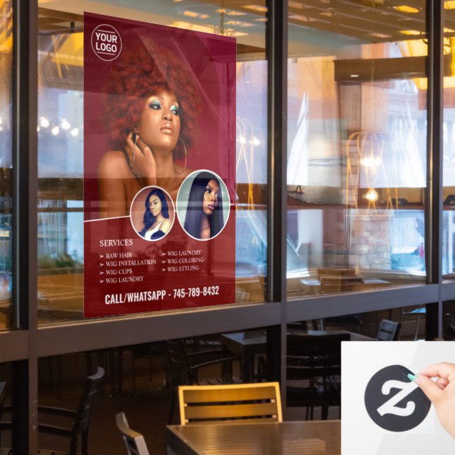 Weave Wig Salon Services Window Cling (Restaurant Window)