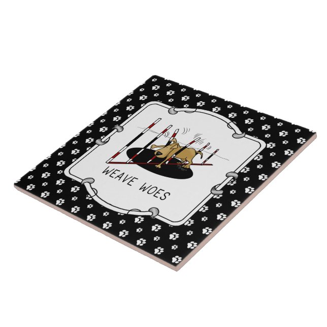 Weave Woes - funny dog agility Tile (Side)