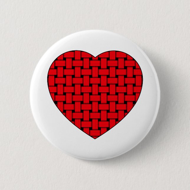 Weaved Red Heart 2 Inch Round Button (Front)