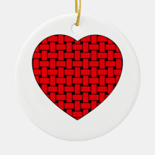 Weaved Red Heart Ceramic Ornament