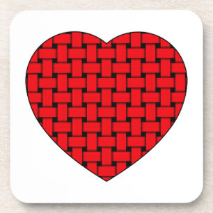 Weaved Red Heart Coaster