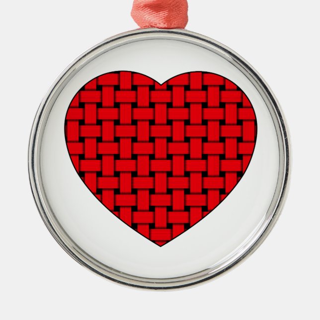 Weaved Red Heart Metal Ornament (Front)