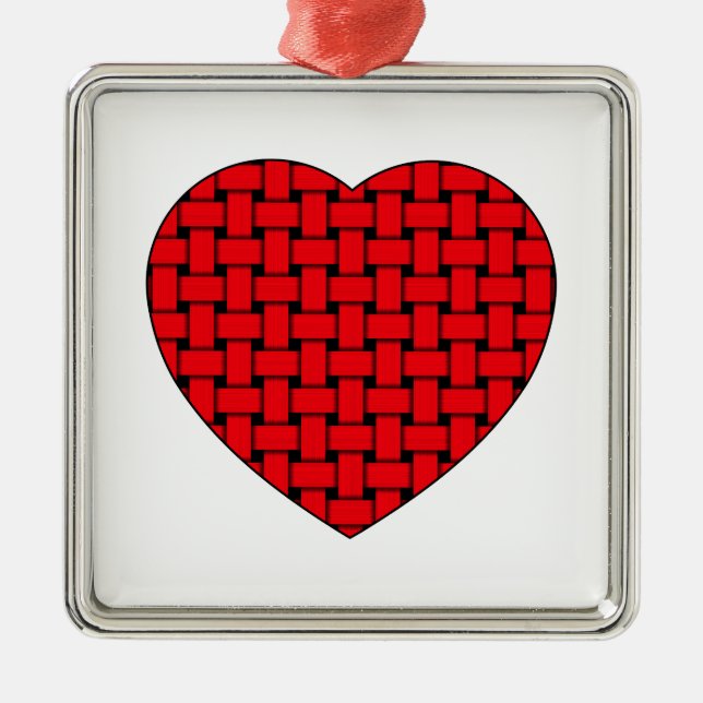 Weaved Red Heart Metal Ornament (Front)