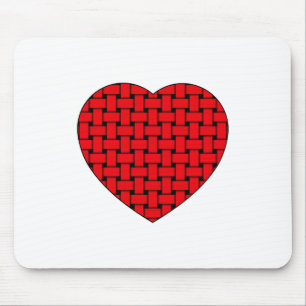 Weaved Red Heart Mouse Pad