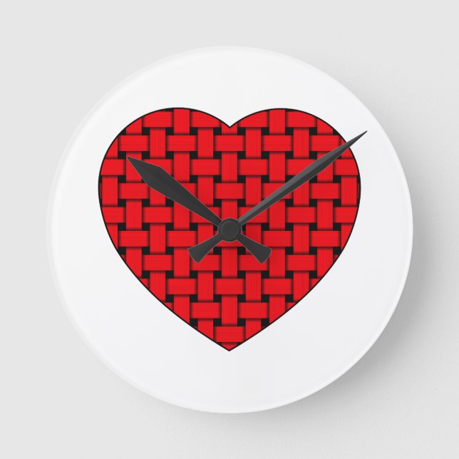 Weaved Red Heart Round Clock (Front)