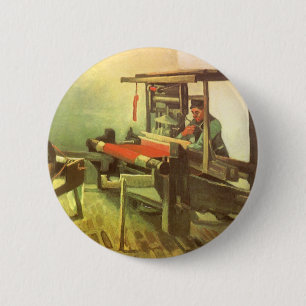 Weaver Facing Left Spinning Wheel Vincent van Gogh 2 Inch Round Button
