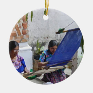 Weaving in Antigua drybrush Ceramic Ornament