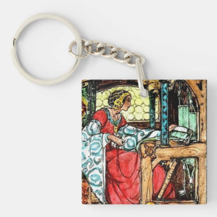 Weaving woman keychain