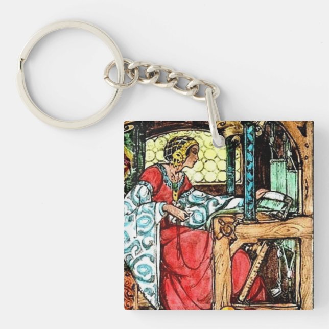 Weaving woman   keychain (Front)