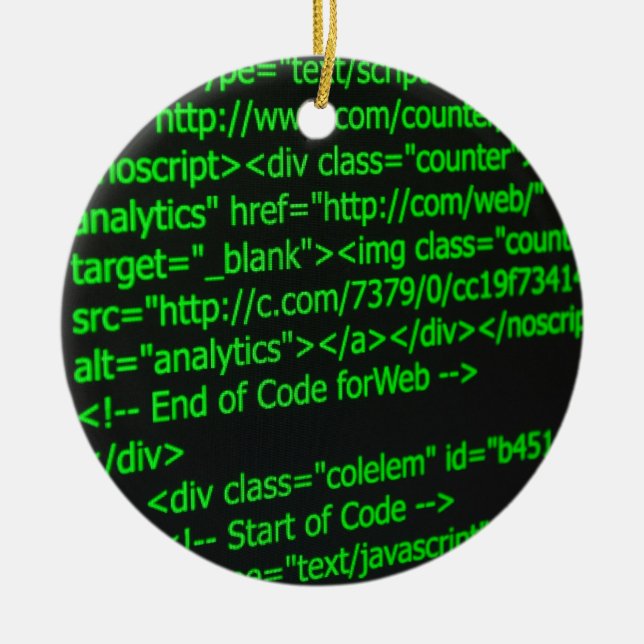 Web Code Ceramic Ornament (Front)