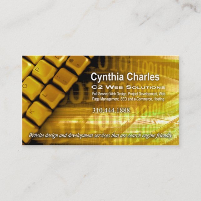Web Design-1 Business Card template (gold) (Front)