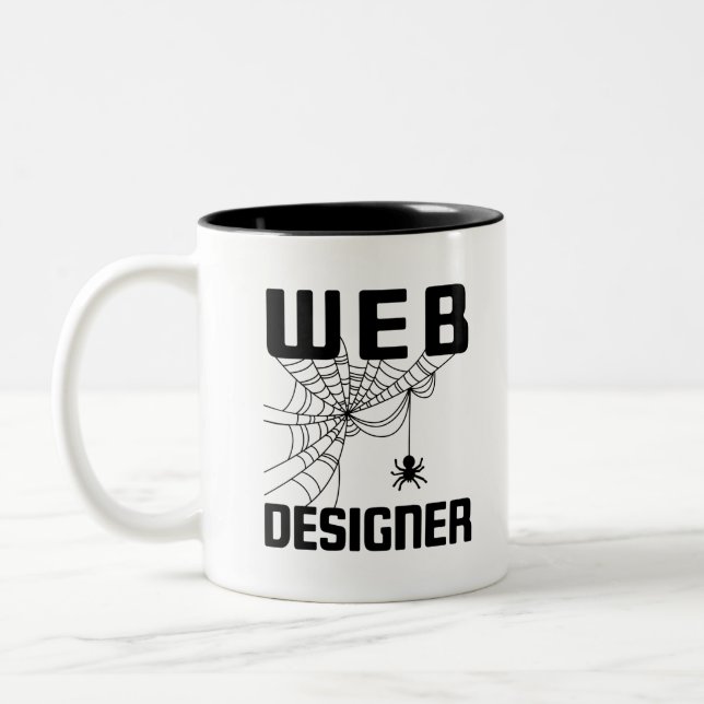 Web Designer Design Website Developer Spider Two-Tone Coffee Mug (Left)
