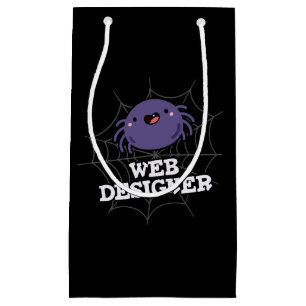 Web Designer Funny Spider Pun Dark BG Small Gift Bag