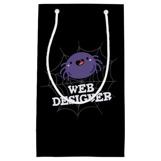 Web Designer Funny Spider Pun Dark BG Small Gift Bag (Front)