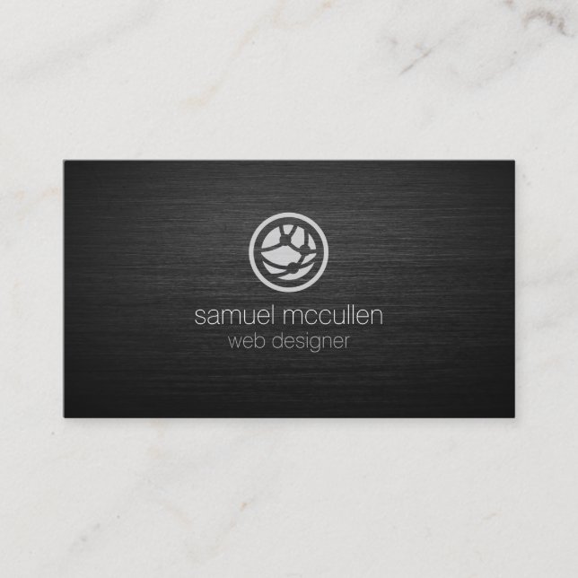 Web Designer Globe Network Brushed Metal Internet Business Card (Front)
