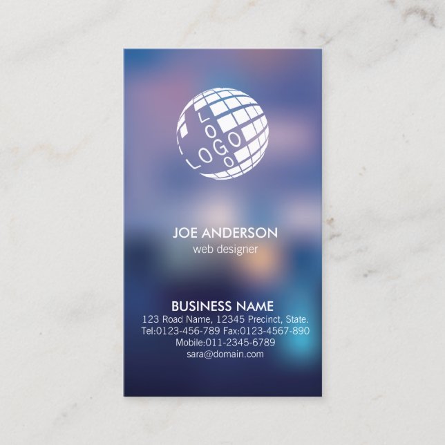 Web Designer IT Computer Blurred Spot Lights Business Card (Front)