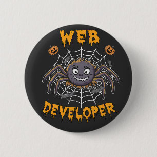 Web Developer Funny Spooky Halloween Spider 2 Inch Round Button