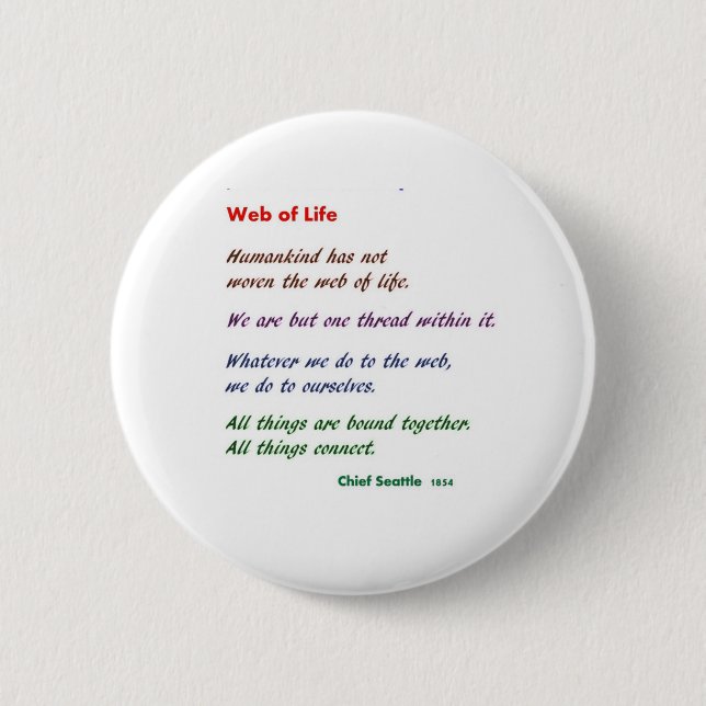 Web of Life : Native American Wisdom 2 Inch Round Button (Front)