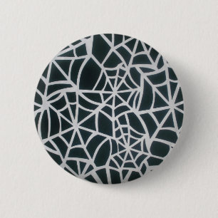 Web of Mystery: Delicate Trap - White Spider Web 2 Inch Round Button