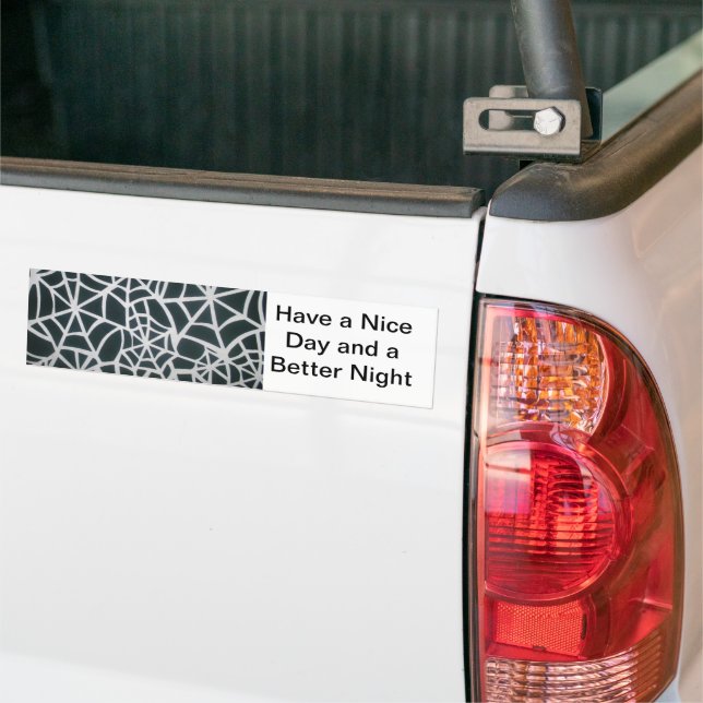 Web of Mystery: Delicate Trap - White Spider Web Bumper Sticker (On Truck)