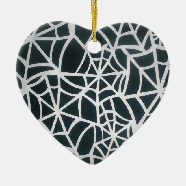 Web of Mystery: Delicate Trap - White Spider Web Ceramic Ornament (Front)