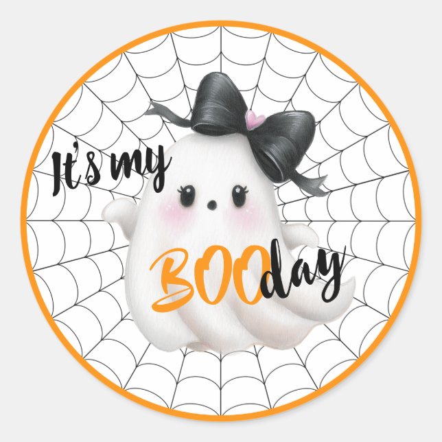 Web of Wishes – BOOday Birthday Charm Classic Round Sticker (Front)