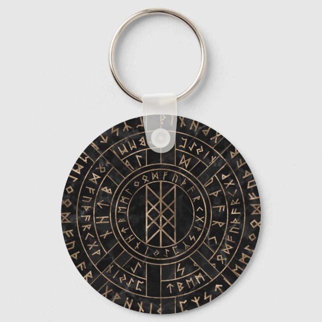 Web of Wyrd The Matrix of Fate- Marble and gold Keychain (Front)
