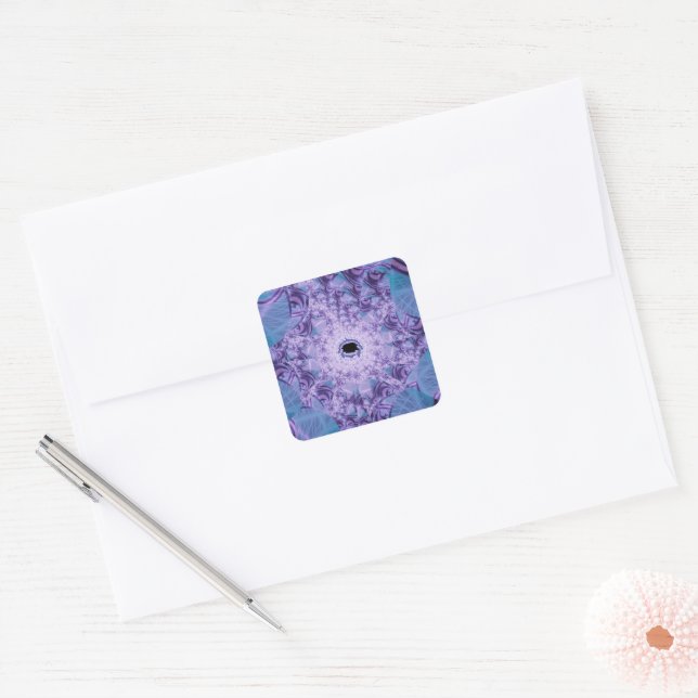 Web | Purple and Blue Fractal Art Square Sticker (Envelope)