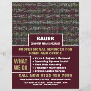 Web Script, Computer Repair Specialist Advertising Flyer