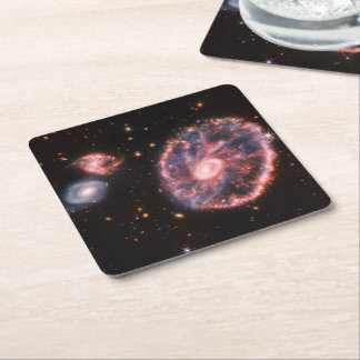 Webb Cartwheel Galaxy: NASA Space Telescope Square Paper Coaster