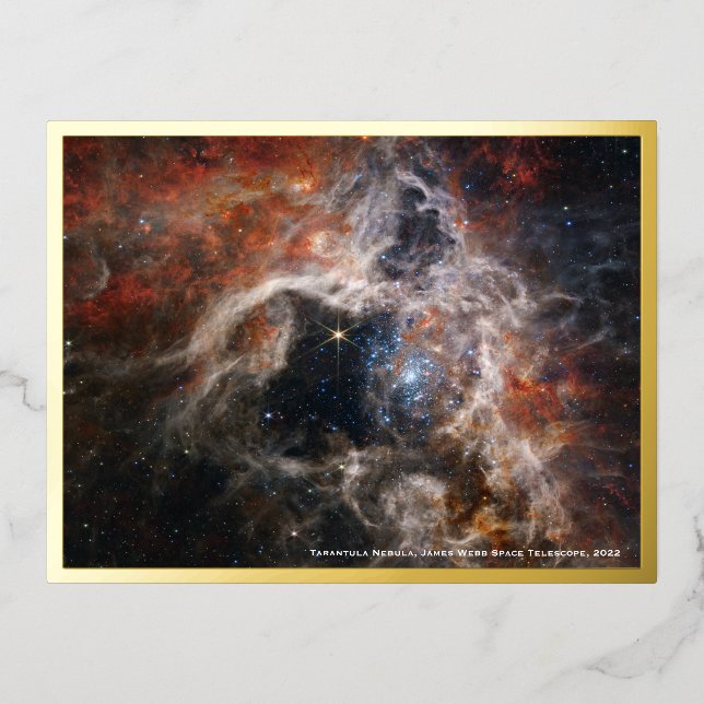 Webb Tarantula Nebula Image, Gold Foil Postcard (Front)
