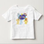 Webkinz: Come In and Play Toddler T-shirt<br><div class="desc">The classic Webkinz logo anchors this image of a happy Webkinz Pup,  Hippo,  Lion,  Monkey,  Bird and Cat. An exciting striped blue background accents their joyful expressions,  especially the Pup and Hippo high-fiving in the foreground!</div>