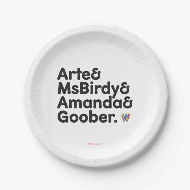 Webkinz Names Design Paper Plate (Front)