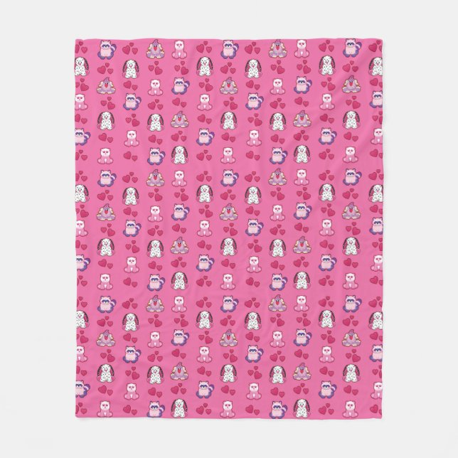 Webkinz Valentine Pattern Fleece Blanket (Front)
