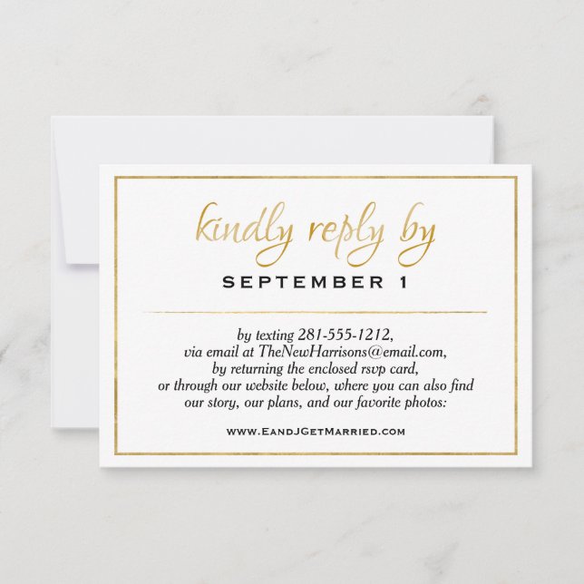 Website Elegant Gold Script Wedding/Reception RSVP (Front)