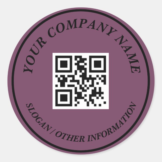 Website Link QR Code Business Name Classic Round Sticker (Front)