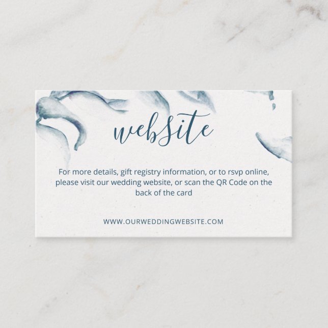 Website QR Code blue watercolor modern simple Enclosure Card (Front)