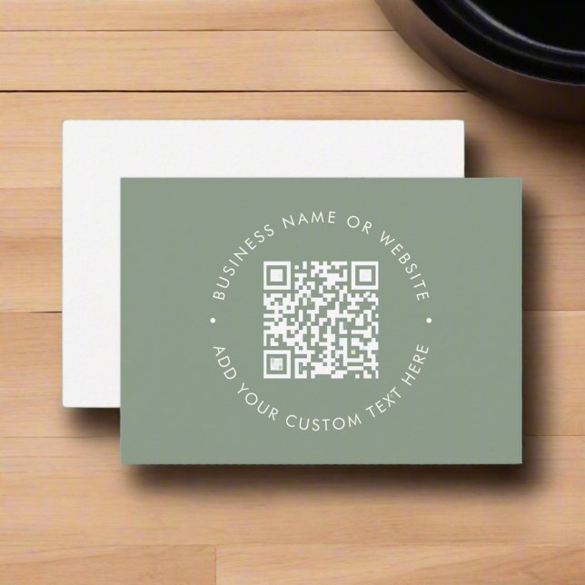 Website Scannable QR Code Sage Green Minimal Business Card (Creator Uploaded)