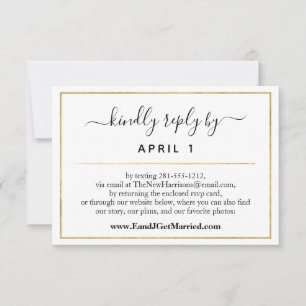 Website Simple Gold Script Wedding/Reception RSVP Card