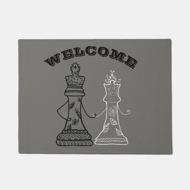 Wecome Chess King Queen  Door Mat (Front)