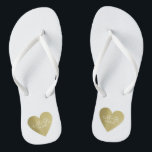 wed love celebration personalized gold heart flip flops<br><div class="desc">For a married couple,  a romantic design with their initials (Mr.   Mrs.) in a graphic faux golden heart on white...  to bring comfort and ease to all your wedding planning events...   perfect to wear both before and after the wedding</div>